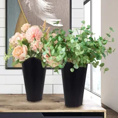 دستگاه کاشت دیواری فلزی گالوانیزه (مجموعه ای از 2 عدد) ، گلدان های گلدان دیواری آویز به سبک Farmhouse برای گیاهان ساکولنت یا گیاهان ، کاشت دیواری برای خانه روستاییک (سیاه)