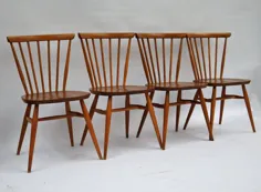 مجموعه ای از 4 صندلی غذاخوری کماندار تاشو ارکول ویندزور در پایان سبک (449)