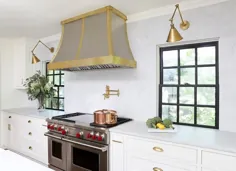 هود رنج فرانسه و خاکستری و طلایی با پرکننده قابلمه بازویی چرخشی برنجی - انتقالی - آشپزخانه