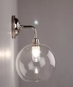 Clear Glass Globe Bathroom Wall Light - IP44 - Hereford (طراح مدرن صنعتی به سبک یکپارچهسازی با سیستمعامل مدرن)