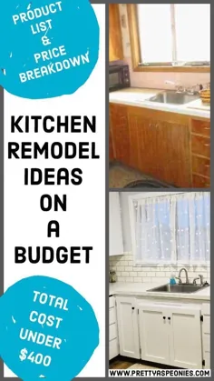 بازسازی آشپزخانه بودجه: چگونه من با کمتر از 400 دلار آشپزخانه کوچک خود را بازسازی کردم |  Pretty As Peonies