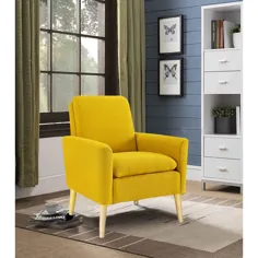 صندلی پارچه ای مدرن لهجه ای Dazone صندلی تک نفره صندلی بازوی روفرشی راحت اتاق نشیمن زرد - Walmart.com