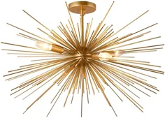 27 اینچ Astra Sputnik Semi Flush Mount Lamp Gold Spike Starburst Light Mid Century