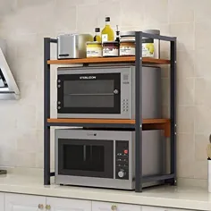 Yuybei Kitchen Baker's Rack 3-Tier Kitchen Microwave Storage Rack Oven Stand قفسه های فلزی قوی برای Spice Rack Organizer ایستگاه کاری برای انبار آشپزخانه حمام