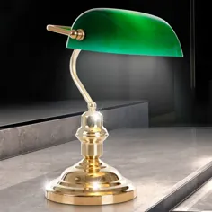 چراغ میز میز چراغ میز چراغ مطالعه چراغ میز سایه سبز عتیقه Metall Brass |  eBay