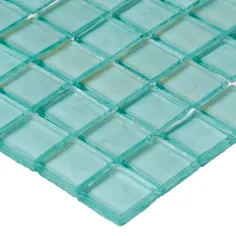 کاشی شیشه ای رنگین کمانی موزاییک 3 / 4x3 / 4 اینچ در شیشه دریا - 12x12 (نمونه) ، آبی