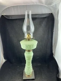 چراغ روغن بزرگ شیشه ای PEDESTAL GREEN JADE GLASS 25 "OVERALL EXCELLENT | eBay