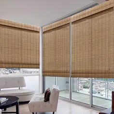 پنجره های چوبی LANTIME سایه های رومی ، پرده های سایه دار بامبو روکش دار ، نصب آسان برای خانه و باغ ، الگوی 6