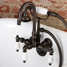 Aqua Vintage Wall Mount Clawfoot Tub Faucet (Oil Rubbed Bronze)، Brown، Kingston Brass
