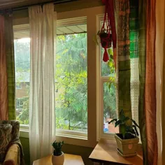 2 عدد پارچه ابریشمی قدیمی ساری پارچه ساخته شده پرده پنجره دست ساز ساخته شده چند رنگ پرده پنجره تزئینی پرده پنجره درب منزل
