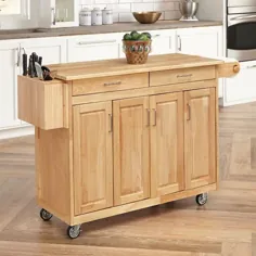 سبک های خانگی پایه چوبی قهوه ای با سبد خرید آشپزخانه چوبی (18.5 اینچ در 54 اینچ در 34.75 اینچ) Lowes.com