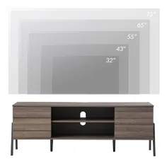 پایه تلویزیون مدرن Wampat Mid-Century برای صفحه نمایش تخت تا 65 اینچ ، کابینت ذخیره کنسول تلویزیون چوبی ، مرکز سرگرمی رسانه های یکپارچه برای اتاق نشیمن ، بلوط روستیک - Walmart.com