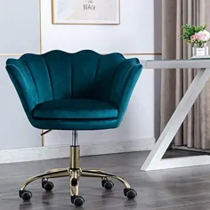 صندلی میز ZH4YOU صندلی مدرن مفصل گردنده لهجه صندلی اداری ، صندلی قابل تنظیم با پایه آبکاری طلا (تیل)