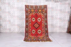 فرش عتیقه مراکشی 3.8 FT X 6.8 FT فرش بربر پرنعمت |  اتسی
