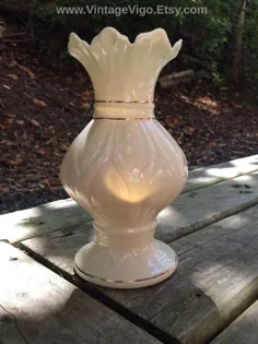 Vintage Belleek Lotus Vase Gold Trim Parian Style Lotus |  اتسی