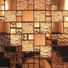 1 ورق 12 "x12" الگوی فلزی مس ، دیوار پشت آشپزخانه ، شیشه بافت ، کاشی موزاییک