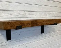 6 قفسه چوبی RECLAIMED عمیق با 2 فولاد دست ساز |  اتسی