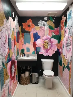 نقاشی دیواری گل در حمام