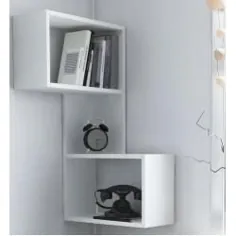 قفسه های آویز دیواری شناور سفید سفید خاکستری 2. مناسب برای اتاق خواب ، اتاق نشیمن ، حمام و آشپزخانه