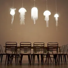 چراغ های آویز الهام گرفته از چتر دریایی.
