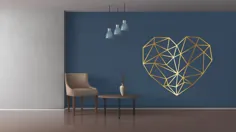 هندسه دیوار دیواری هندسی هنر قلب چند ضلعی |  اتسی