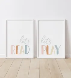 بیایید بخوانیم Let's Play Set of 2 Prints PRINTABLE Wall |  اتسی