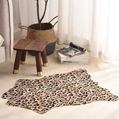 فرش فرش Pinkday Leopard Area فرش Shag Rug Foot Pad Antiskid Mat Plush Carpet (4.3x5 فوت)