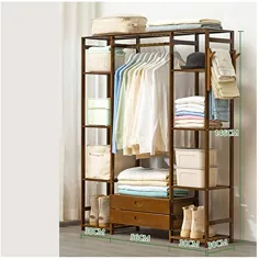 قفسه کت کشو QPSGB ، قفسه کت چوبی اتاق خواب ، قفسه ذخیره سازی اتاق نشیمن خانگی رک ساده بامبو مدرن (رنگ: قهوه ای ارتقا یافته)