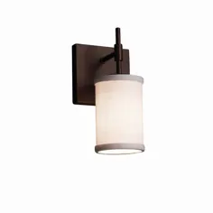 petite Justice Design Group Textile Union 1-light Dark Bronze Wall Sconce، White Cylinder - Flat Rim Shade (Bronze Dark، White)، Brown