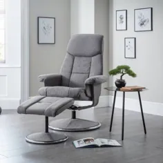 صندلی گردان کلرادو + چهارپایه در خاکستری توید