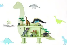 قفسه بزرگ دایناسور ، قفسه کودکستان ، اتاق کودک ، تزئینات دیوار ، دکوراسیون اتاق خواب ، دایناسور چوبی ، هدیه کودک ، دینو