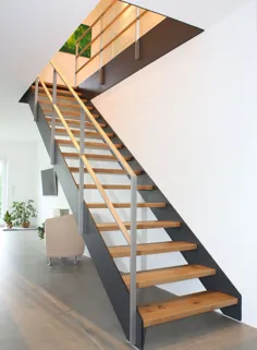 پله های مستقیم با پله های چوبی و رشته های فلزی - stairs.de - درگاه تخصصی ساخت پله ها