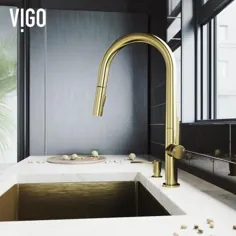 شیر آشپزخانه سم پاش کشنده تک دست VIGO گرینویچ با تلگراف صابون در مات طلایی-VG02029MGK2 - انبار خانه