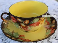 مجموعه گردآورنده چای جام و نعلبکی Vintage Flowered Demitasse Haviland France 4