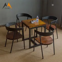 ست میز و صندلی رستوران چوبی مشکی متحرک فروش مستقیم کارخانه