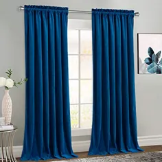 پرده مخملی Royal Blue NICETOWN برای اتاق نشیمن ، پرده پنجره جامد نرم و زیبا برای اتاق خواب ، دفتر و سالن (2 قطعه ، 96 اینچ طول)