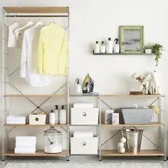 مجموعه قفسه های مدولار MAX Laundry Chrome در لباسشویی - جعبه و بشکه