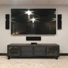 کابینت آسانسور تلویزیون.  کنسول پنهان تلویزیونی بازیابی شده Wood.  Rustic Entertainment Center ، Pop up TV ، کنسول رسانه ای صنعتی با آسانسور.  کردنزا