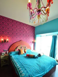 اتاق خواب-لوستر-رنگارنگ-مرسوم - روند تزئینات منزل - Homedit