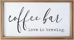 لوازم جانبی قهوه VILIGHT Love Is Brewing - تزیین دیواری قهوه Farmhouse برای آشپزخانه - تزیینات ایستگاه قهوه Vintage Wood برای دفاتر خانگی و عروسی - 16x9 اینچ