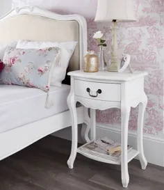 مبلمان اتاق خواب سفید SHABBY CHIC ، میز کنار تخت ، میز پانسمان ، کمد لباس |  eBay