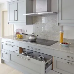 آشپزخانه خاکستری با اسپلش بک |  تزئین |  خانه ایده آل
