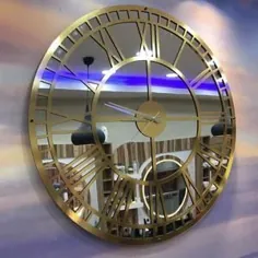 ساعت آینه واقعیبرنز ساعت دیواری بزرگ ساعتهای مدرن برای |  اتسی