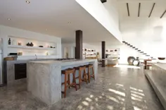 آشپزخانه بتونی خاکستری سفید ایده های داخلی