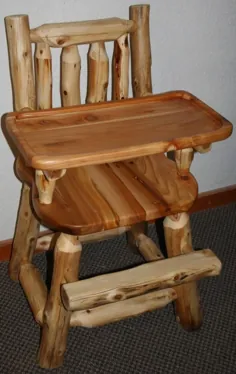 Cedar Log صندلی بلند با سینی چوبی