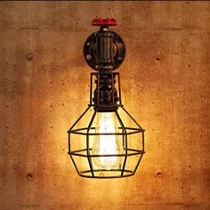 51.75 US $ 25 OFF تخفیف | IWHD Loft Style Iron Cage Water Water Water Lamp Edison Wall Sconce RH Industrial Vintage دیوار چراغ های روشنایی داخلی برای خانه | چراغ های دیواری دیواری | دیوار صدفی دیوار ادیسون - AliExpress