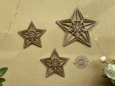 پنج ستاره ستاره ای ستاره هنر دیوار هنر چوبی دکور خانواده |  اتسی