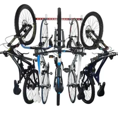 قفسه نگهداری دیوار دوچرخه برای 5 دوچرخه.  ذخیره سازی دوچرخه عمودی نصب شده روی دیوار برای 5 دوچرخه