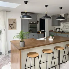 آشپزخانه خاکستری تخته سنگ فیرفورد و آشپزخانه سفید فیرفورد