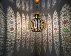 چراغ آویز دست ساز مراکشی ، چراغ آویز آباژور مراکشی ، لامپ ها و فانوس های Morrocan - لوستر مراکش